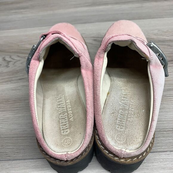 GEIER WALLY AUSTRIA Women’s 6-6.5 EU 37 US Suede Leather Mules Slides Clogs Pink - Picture 6 of 12